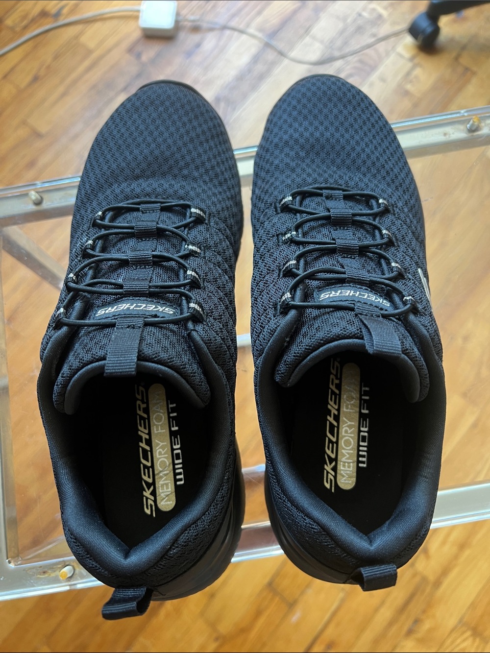 Skechers women Black Knit Memory Foam Wide Fit Sneakers